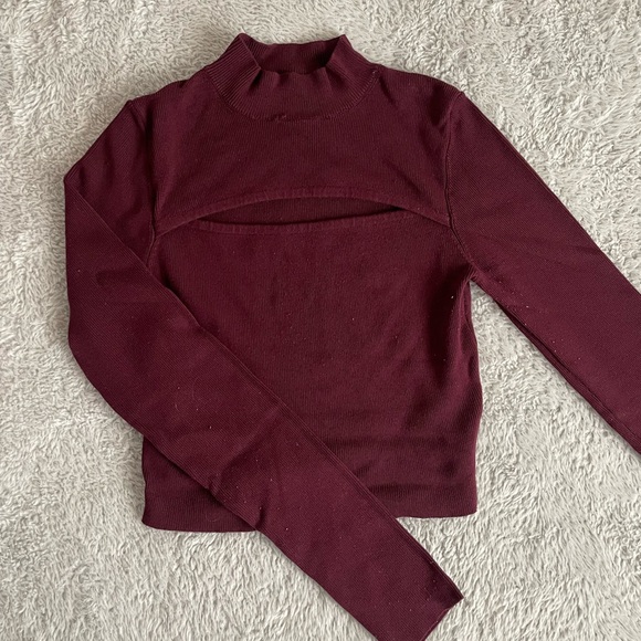 Garage Tops - Long Sleeve Keyhole Mockneck Sweater